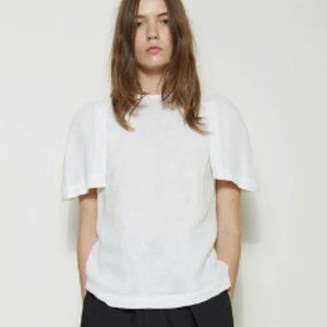 Apiece Apart White Short-Sleeve Flutter Blouse